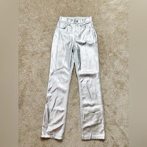 Abercrombie & Fitch The 90s Straight Ultra High Rise Silver Cybercore Pants 24